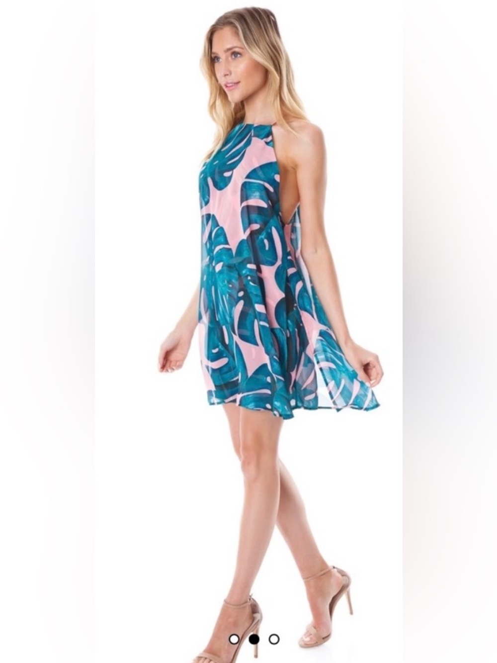 Show me your Mumu Palm pink and green mini dress NWT
